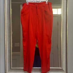 Joie satin look red crop trouser | Size 10